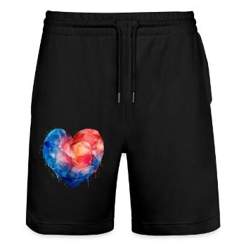 Cœur Bleu-Rouge - Short de jogging bio TRAINER Stanley/Stella unisexe - noir - Devant - Nik (191cm) & Marisol (170cm)