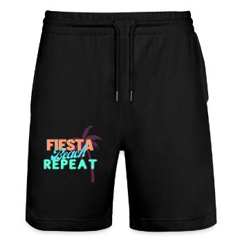 Fiesta Beach Report Shirt - Stanley/Stella Unisex Bio Joggingshorts Trainer  - Schwarz - Vorne - Nik (191cm) & Marisol (170cm)