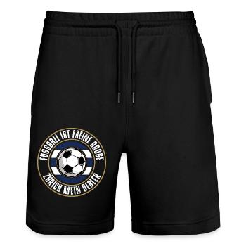 Züri - Stanley/Stella Unisex Bio Joggingshorts Trainer  - Schwarz - Vorne - Nik (191cm) & Marisol (170cm)