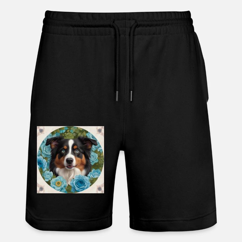 Blauäugiger Australian Shepherd - Stanley/Stella Unisex Bio Joggingshorts Trainer  - Schwarz