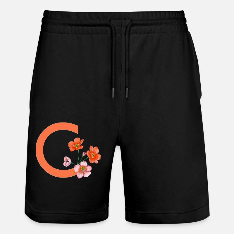 C mit Blumen - Stanley/Stella Unisex Bio Joggingshorts Trainer  - Schwarz