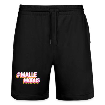 #MALLEMODUS Pink - Stanley/Stella Unisex Bio Joggingshorts Trainer  - Schwarz - Vorne - Nik (191cm) & Marisol (170cm)