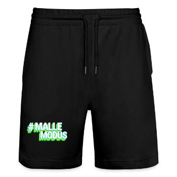 #MALLEMODUS Blau/Grün - Stanley/Stella Unisex Bio Joggingshorts Trainer  - Schwarz - Vorne - Nik (191cm) & Marisol (170cm)