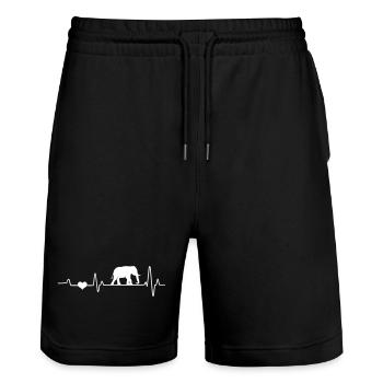 Elefant Herzschlag Elefanten EKG Afrika Fan Safari - Stanley/Stella Unisex Bio Joggingshorts Trainer  - Schwarz - Vorne - Nik (191cm) & Marisol (170cm)