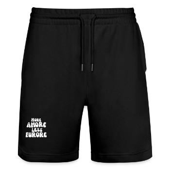 More Amore Less Furore - Stanley/Stella Trainer Unisex Organic Jogging Shorts - black - Front - Nik (191cm) & Marisol (170cm)