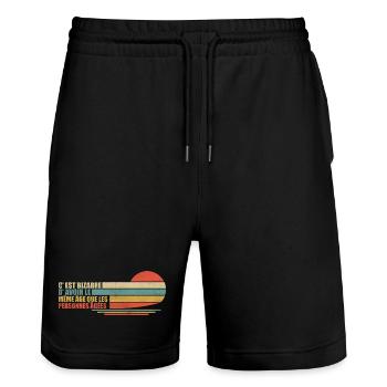 C'est Bizarre D'avoir Le Même âge Humour Cadeau - Short de jogging bio TRAINER Stanley/Stella unisexe - noir - Devant - Nik (191cm) & Marisol (170cm)