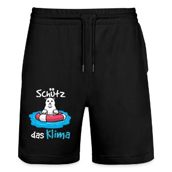 Schützt das Klima Eisbär Baby Comic Cartoon - Stanley/Stella Unisex Bio Joggingshorts Trainer  - Schwarz - Vorne - Nik (191cm) & Marisol (170cm)