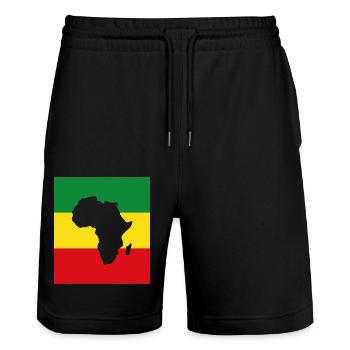Africa, Africa - Stanley/Stella Trainer Unisex Organic Jogging Shorts - black - Front - Nik (191cm) & Marisol (170cm)