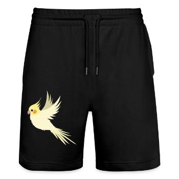 Fliegender Nymphensittich - Stanley/Stella Unisex Bio Joggingshorts Trainer  - Schwarz - Vorne - Nik (191cm) & Marisol (170cm)