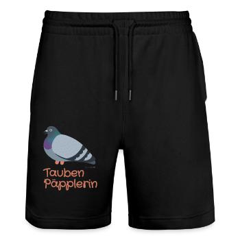 Taube päppeln - Pigeon Heros - Stanley/Stella Unisex Bio Joggingshorts Trainer  - Schwarz - Vorne - Nik (191cm) & Marisol (170cm)