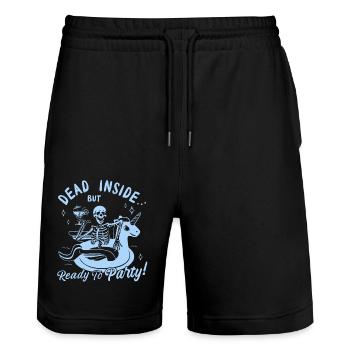 Funny Skull + Unicorn - Stanley/Stella Trainer Unisex Organic Jogging Shorts - black - Front - Nik (191cm) & Marisol (170cm)