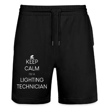 Stay calm, I'm a lighting designer - Stanley/Stella Trainer Unisex Organic Jogging Shorts - black - Front - Nik (191cm) & Marisol (170cm)