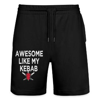 Awesome like my kebab chef kebab - Short de jogging bio TRAINER Stanley/Stella unisexe - noir - Devant - Nik (191cm) & Marisol (170cm)