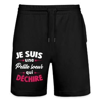 Je Suis Une Petite soeur Qui Déchire - Short de jogging bio TRAINER Stanley/Stella unisexe - noir - Devant - Nik (191cm) & Marisol (170cm)