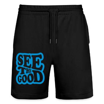 see the good quote - Stanley/Stella Trainer Unisex Organic Jogging Shorts - black - Front - Nik (191cm) & Marisol (170cm)