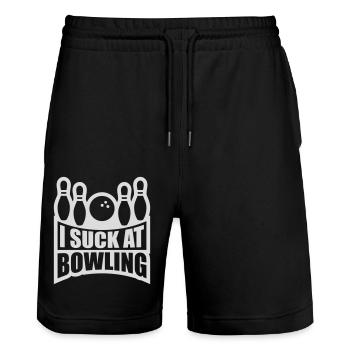 Je suis nul au bowling - Short de jogging bio TRAINER Stanley/Stella unisexe - noir - Devant - Nik (191cm) & Marisol (170cm)