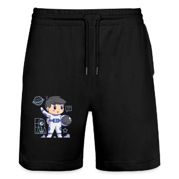 Space Travel Planets Astronomy Children Astronaut - Stanley/Stella Trainer Unisex Organic Jogging Shorts - black - Front - Nik (191cm) & Marisol (170cm)
