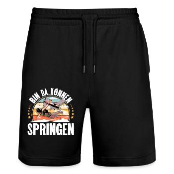 Fallschirmspringer Fallschirmspringen Fallschirm - Stanley/Stella Unisex Bio Joggingshorts Trainer  - Schwarz - Vorne - Nik (191cm) & Marisol (170cm)