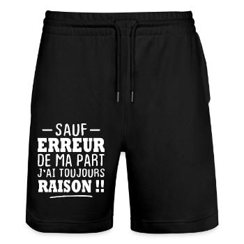 Sauf erreur de ma part j'ai toujours raison!! - Short de jogging bio TRAINER Stanley/Stella unisexe - noir - Devant - Nik (191cm) & Marisol (170cm)