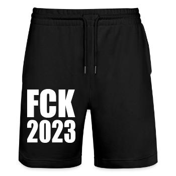 Fck 2023 - Short de jogging bio TRAINER Stanley/Stella unisexe - noir - Devant - Nik (191cm) & Marisol (170cm)