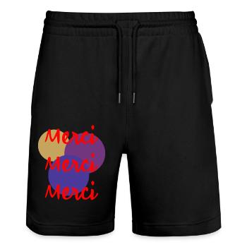 MERCI. MERCI MAÎTRESSE. CADEAU MAÎTRESSE. VACANCES - Short de jogging bio TRAINER Stanley/Stella unisexe - noir - Devant - Nik (191cm) & Marisol (170cm)