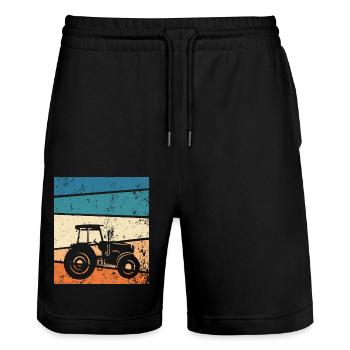 Tracteur Retro Farmer - Short de jogging bio TRAINER Stanley/Stella unisexe - noir - Devant - Nik (191cm) & Marisol (170cm)