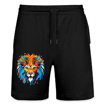 Tête de lion, coloré, signe du zodiaque - Short de jogging bio TRAINER Stanley/Stella unisexe - noir - Devant - Nik (191cm) & Marisol (170cm)