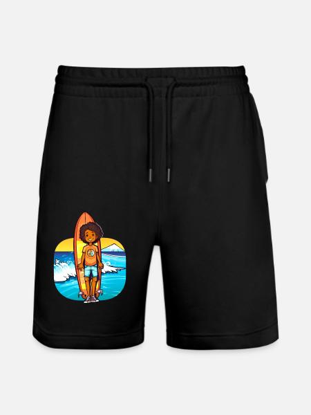 Surfing kids afroamerican - Stanley/Stella Trainer Unisex Organic Jogging Shorts - black
