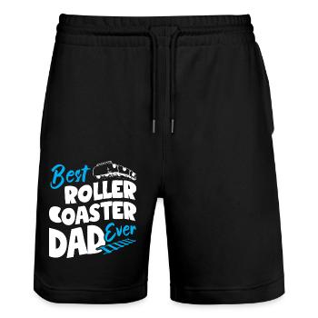 Best Roller Coaster Dad Ever - Stanley/Stella Trainer Unisex Organic Jogging Shorts - black - Front - Nik (191cm) & Marisol (170cm)