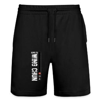 Kung fu Wing Chun Kanji Chinese Martial Art - Stanley/Stella Trainer Unisex Organic Jogging Shorts - black - Front - Nik (191cm) & Marisol (170cm)