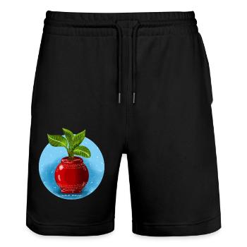 Banane - Stanley/Stella Unisex Bio Joggingshorts Trainer  - Schwarz - Vorne - Nik (191cm) & Marisol (170cm)