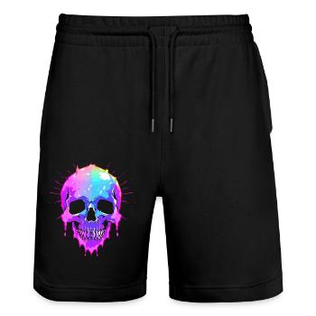 Totenkopf farbig - Stanley/Stella Unisex Bio Joggingshorts Trainer  - Schwarz - Vorne - Nik (191cm) & Marisol (170cm)