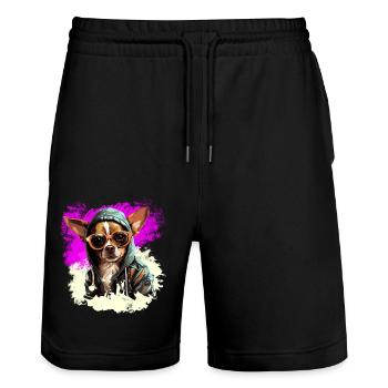 Règle du chihuahua : gouverner le paysage urbain - Short de jogging bio TRAINER Stanley/Stella unisexe - noir - Devant - Nik (191cm) & Marisol (170cm)