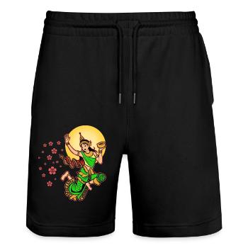 Kambodscha Khmer Neujahr Choul Chnam I Geschenk - Stanley/Stella Unisex Bio Joggingshorts Trainer  - Schwarz - Vorne - Nik (191cm) & Marisol (170cm)