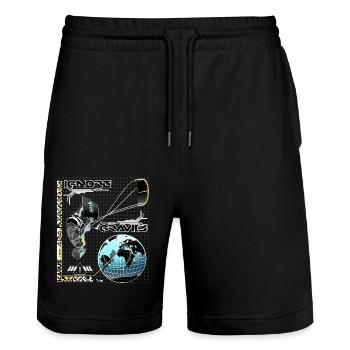 Kitesurfers - Stanley/Stella Trainer Unisex Organic Jogging Shorts - black - Front - Nik (191cm) & Marisol (170cm)