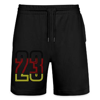 23 Number symbol Germany - Stanley/Stella Trainer Unisex Organic Jogging Shorts - black - Front - Nik (191cm) & Marisol (170cm)