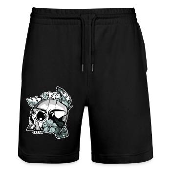 Floral Skull - Stanley/Stella Unisex Bio Joggingshorts Trainer  - Schwarz - Vorne - Nik (191cm) & Marisol (170cm)