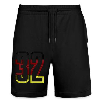 32 Symbole numérique Allemagne - Short de jogging bio TRAINER Stanley/Stella unisexe - noir - Devant - Nik (191cm) & Marisol (170cm)
