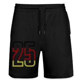 25 number symbol Germany - Stanley/Stella Trainer Unisex Organic Jogging Shorts - black - Front - Nik (191cm) & Marisol (170cm)