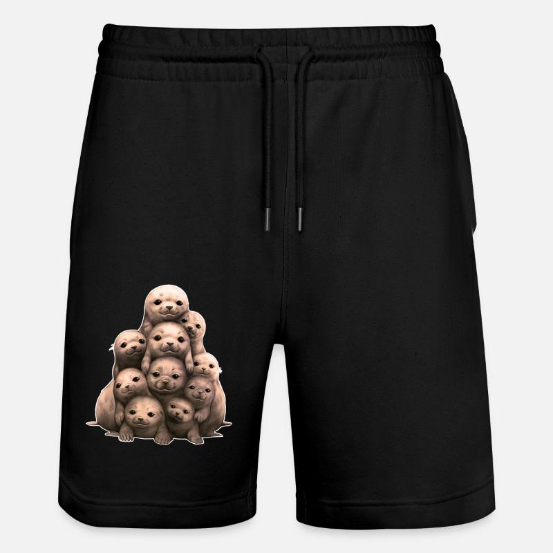 Robben Seehunde - Stanley/Stella Unisex Bio Joggingshorts Trainer  - Schwarz