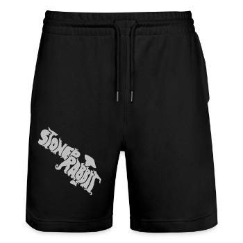 Stoned Rabbit Schriftzug - Stanley/Stella Unisex Bio Joggingshorts Trainer  - Schwarz - Vorne - Nik (191cm) & Marisol (170cm)