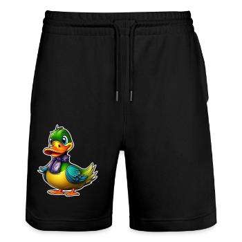 Drôle de canard coloré - Short de jogging bio TRAINER Stanley/Stella unisexe - noir - Devant - Nik (191cm) & Marisol (170cm)