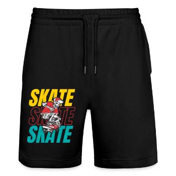 Skateboard - Stanley/Stella Trainer Unisex Organic Jogging Shorts - black - Front - Nik (191cm) & Marisol (170cm)
