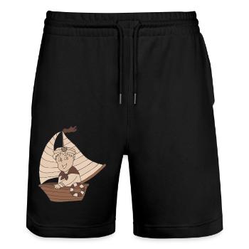 Teinte Little Captain Sepia - Short de jogging bio TRAINER Stanley/Stella unisexe - noir - Devant - Nik (191cm) & Marisol (170cm)