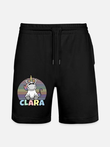 Clara Einhorn Name - Stanley/Stella Unisex Bio Joggingshorts Trainer  - Schwarz