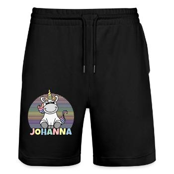 Johanna Nom de la licorne - Short de jogging bio TRAINER Stanley/Stella unisexe - noir - Devant - Nik (191cm) & Marisol (170cm)