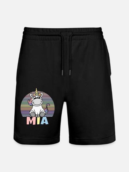Mia Einhorn Name - Stanley/Stella Unisex Bio Joggingshorts Trainer  - Schwarz