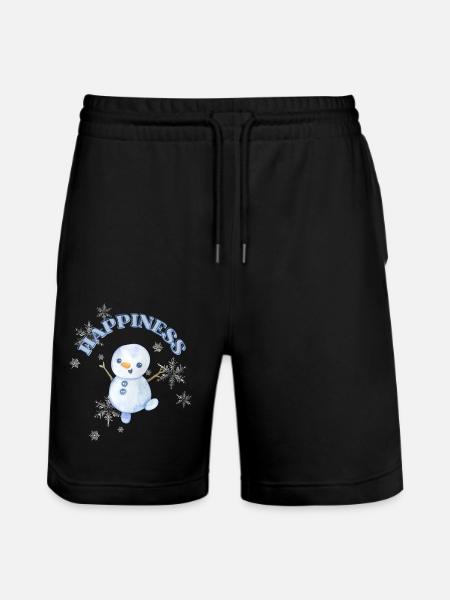 Happy Snowman - Stanley/Stella Trainer Unisex Organic Jogging Shorts - black