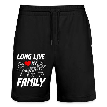 Long Live My Family - Stanley/Stella Trainer Unisex Organic Jogging Shorts - black - Front - Nik (191cm) & Marisol (170cm)