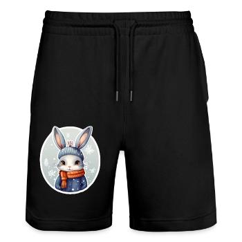 Lapin des neiges - Short de jogging bio TRAINER Stanley/Stella unisexe - noir - Devant - Nik (191cm) & Marisol (170cm)